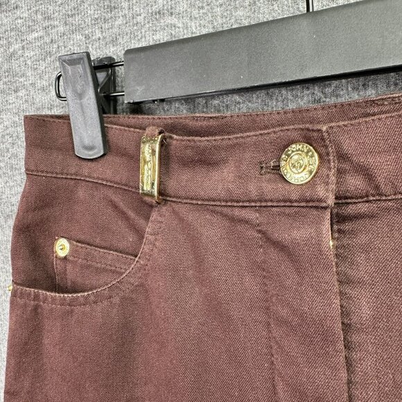 St. John Sport Essential by Marie Gray Brown Pants Size 2 Gold accent high waist - Picture 7 of 8